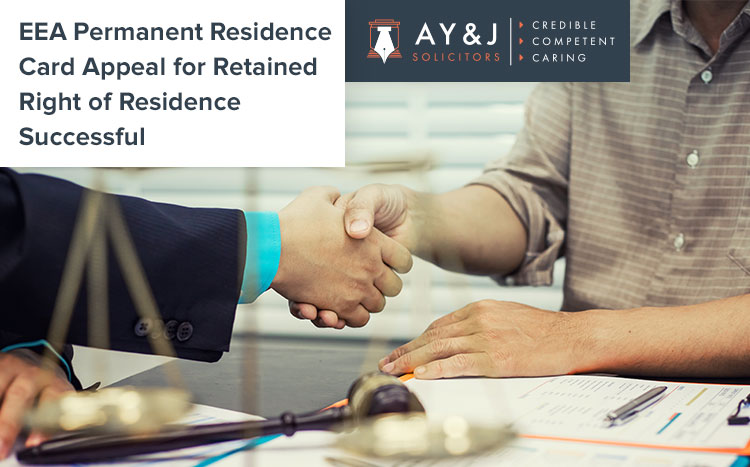EEA Permanent Residence Card Appeal for Retained Right of Residence Successful