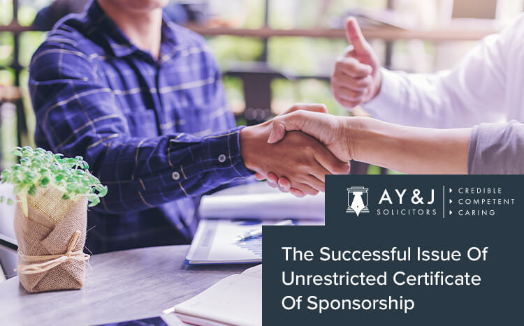 The Successful Issue Of Unrestricted Certificate Of Sponsorship