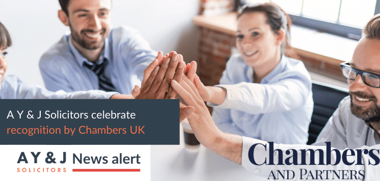 A Y & J Solicitors celebrate recognition by Chambers UK