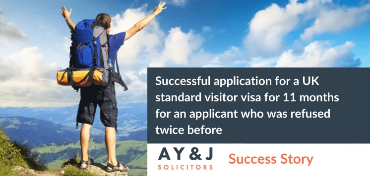 Successful application for a UK standard visitor visa for 11 months for an applicant who was refused twice before